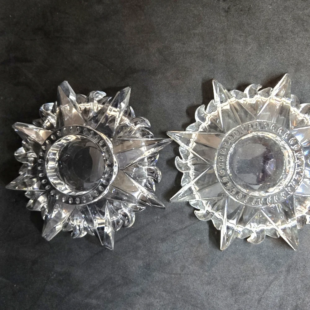 Vintage De Plomb Sunburst 24 Lead Crystal Glass Votive Candle Holder